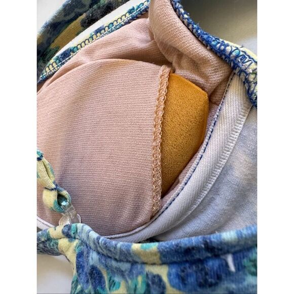 women's S bikini bottoms V padded bra swim suit 2 piece cotton high rise 90’s fl - Picture 7 of 8